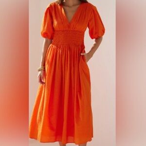 AYR THE EXTRA EXTRA DRESS COTTON PEPLIN ORANGE MAXI DRESS SIZE LARGE